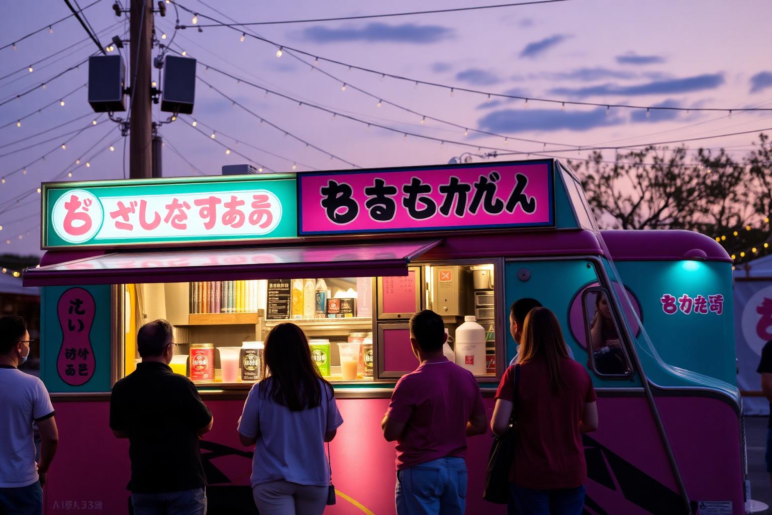 Boba Yama food truck at golden hour